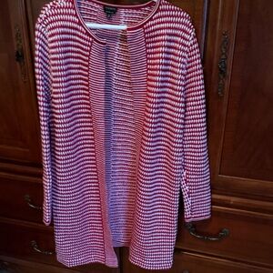 Red and White Striped Cardigan